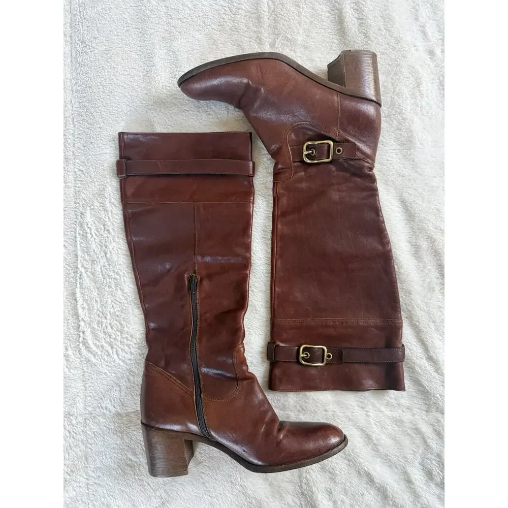 Coach Saxton Knee High Boots, Tan/Brown Leather, Women’s Size 9 - Picture 2 of 7